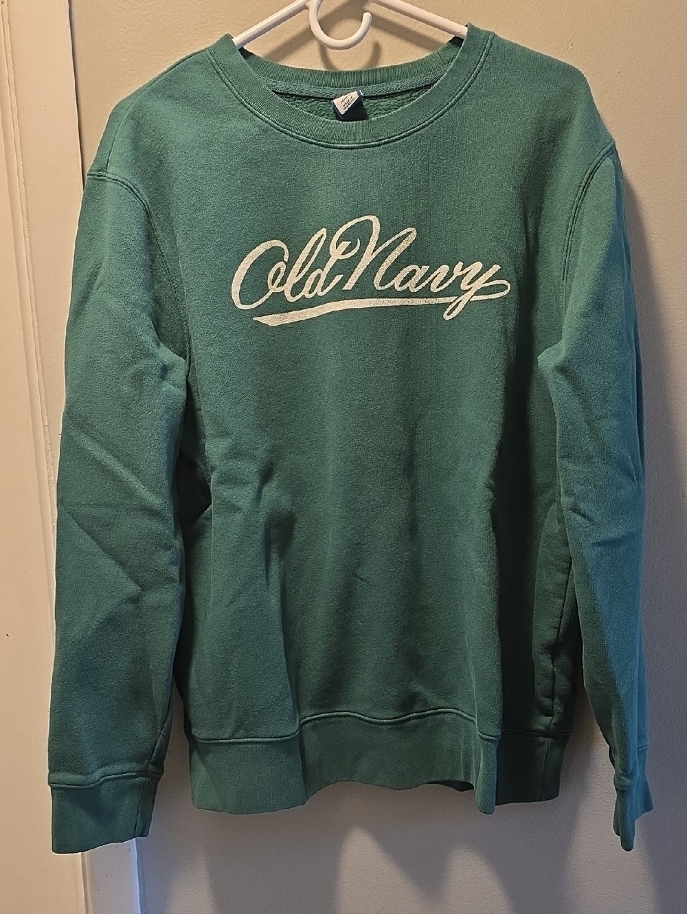 Old Navy Green Crewneck Sweatshirt with White Script Logo
